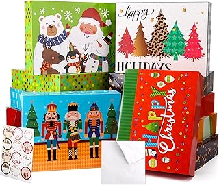 12 Extra Large Christmas Boxes with Lids for Gifts, Xmas Wra