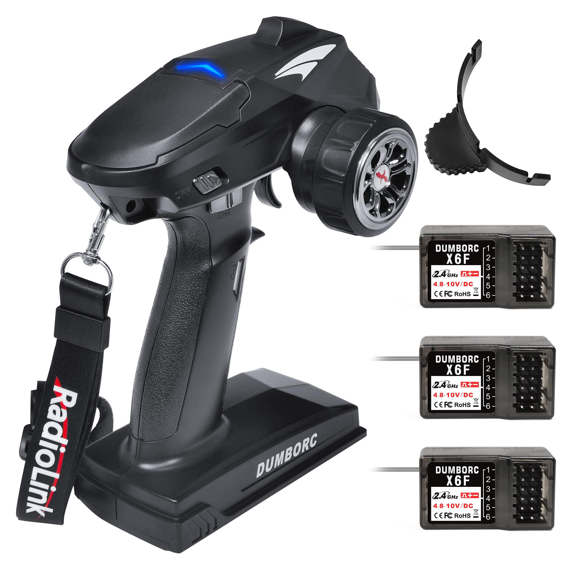 ATA HOBBY DUMBORC X4 2.4GHz 4-Channel RC Radio Transmitter and 3PCS X6F Receiver with Fail-Safe & Low Voltage Alarm Function Mixed Mode for Rc Vehicle Car Boat Tank Model Parts Remote Controller