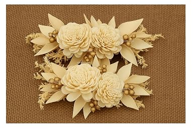 SPHINX Handmade Eco-Friendly Sola Flower Bunch – Ready-to-use floral arrangement for gift hampers, weddings, centerpieces, trousseau packing and crafts- (White bailey with Golden Dried Berry-4 Pieces)