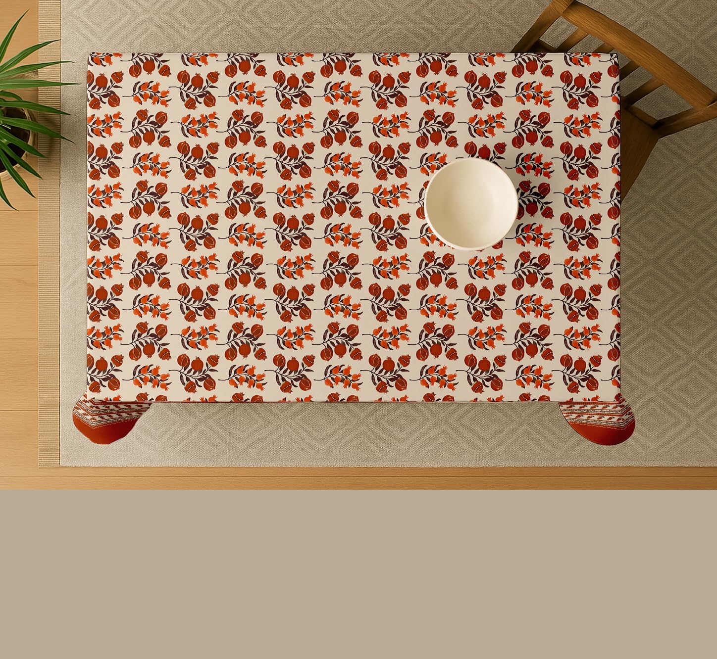 Fruits Design Tablecloth- Orange 60x60 Inch Cotton Twill Dining Table Cover, Perfect for 4 Seater Tables, Durable, Protective & Washable, Ideal for Everyday Use, Occasions & Gathering