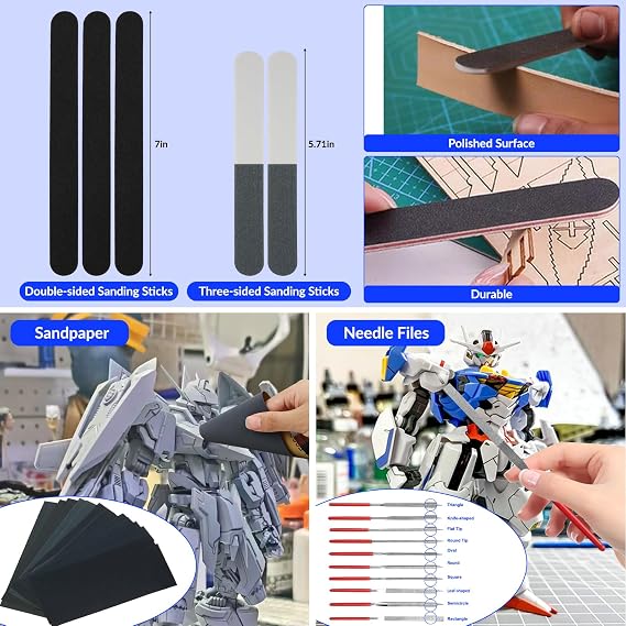 200 Pcs Gundam Tool Kit, Professional Model Tool Kit for Gundam, Modeling Tools for Plastic Models, Gunpla Tool Kits for Adults, Model Building Tools Hobby Tools Craft Set for Repairing and Fixing