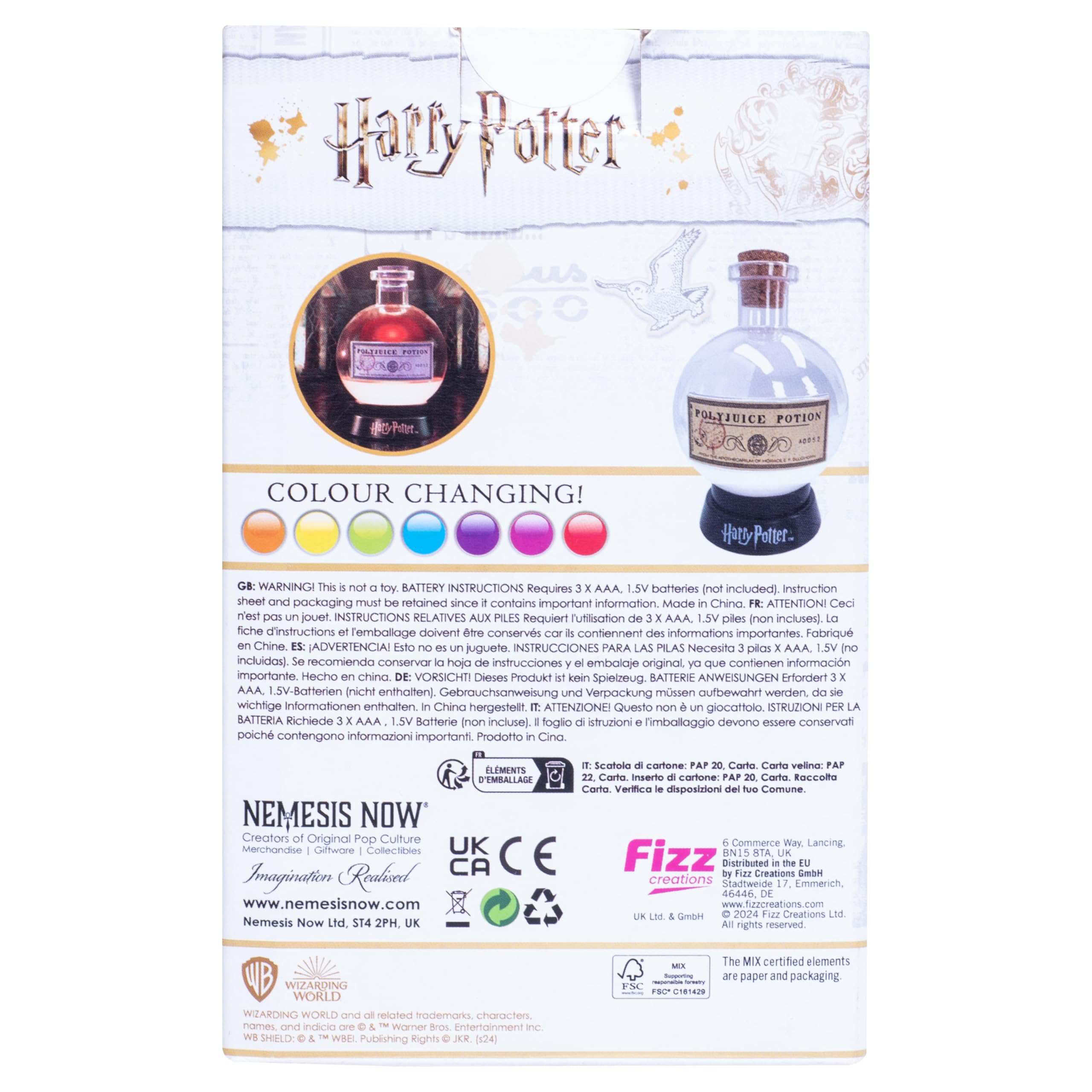 WONDEE Harry Potter Lampada da Tavolo e Luce Notturna Pozione Mágica, Harry Potter Gadget Ufficiale, Harry Potter Regali per Donna, Uomo, Bambino e Bambina, Regalo Decorazione Magica (Lungo)
