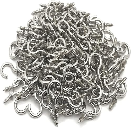 Miniatura 4 de 120 ganchos de rosca de 12 pulgada, ganchos de metal niquelados, ganchos de techo, color plateado