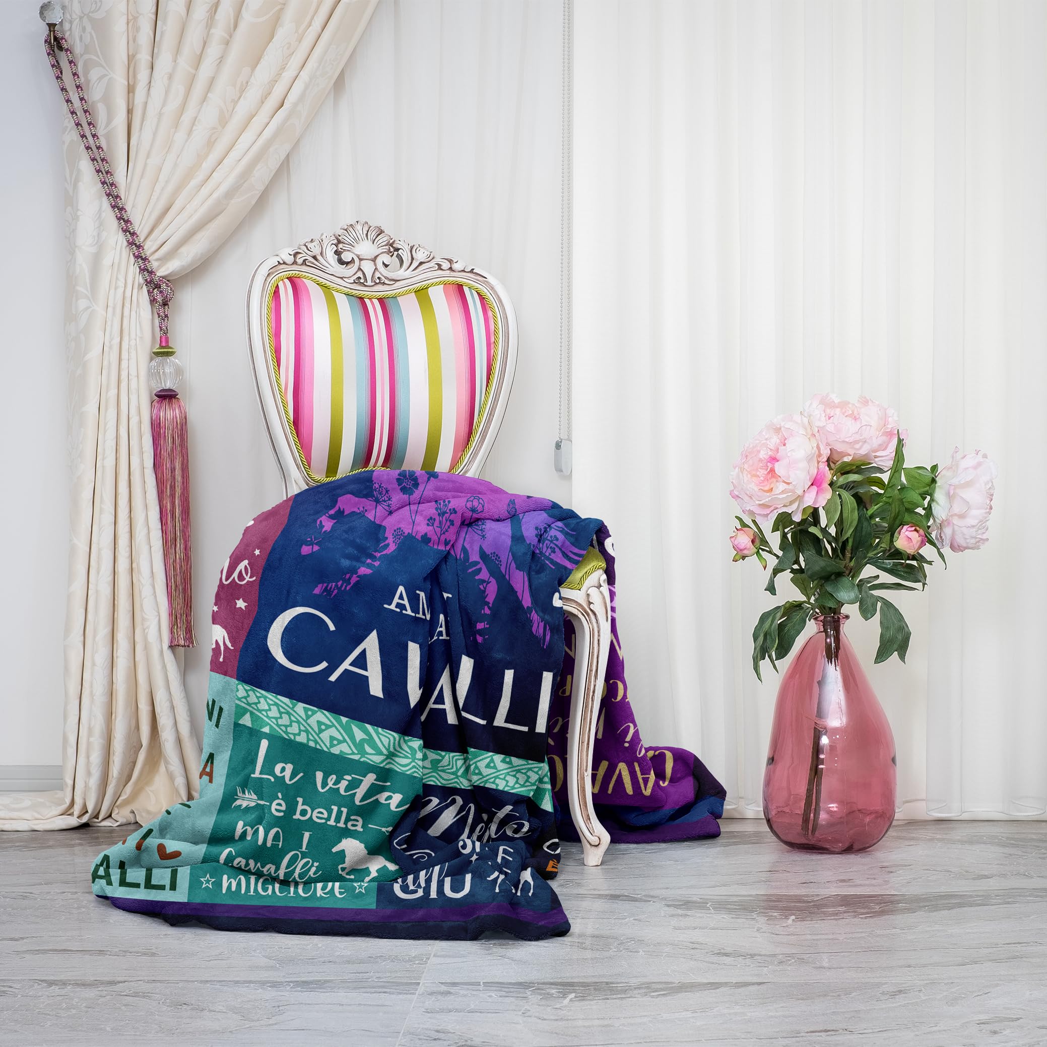 Yesibrd Regalo per amanti dei cavalli, Regalo per Donne, Ragazze e Appassionate di Equitazione, Regali Donna/Amica, Ragazza Compleanno, Coperta a Tema Cavalli 150x130CM