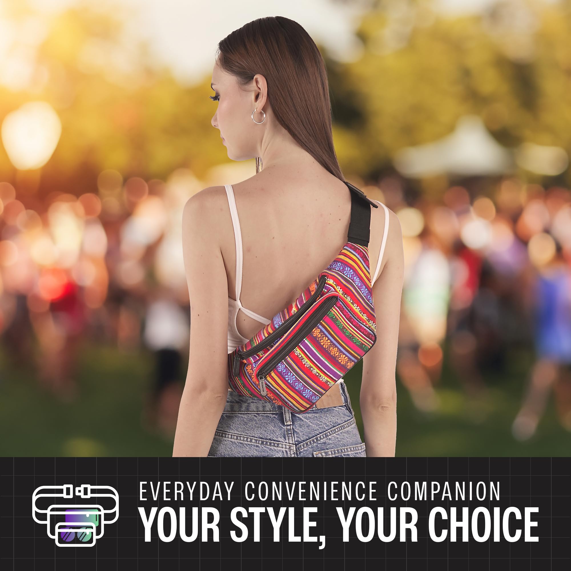 Black Fanny Pack Belt Bag I Mens Fanny Packs for Women Fashionable - Crossbody Bag Bum bag Waist Bag Waist Pack - Hands Free for Hiking, Halloween, Running, Travel, Waterproof and more: Orange Vert v2