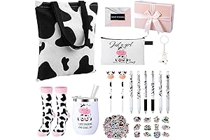Aliceset 66 Pieces Cow Theme Birthday Basket Cow Pattern Gifts Set for...