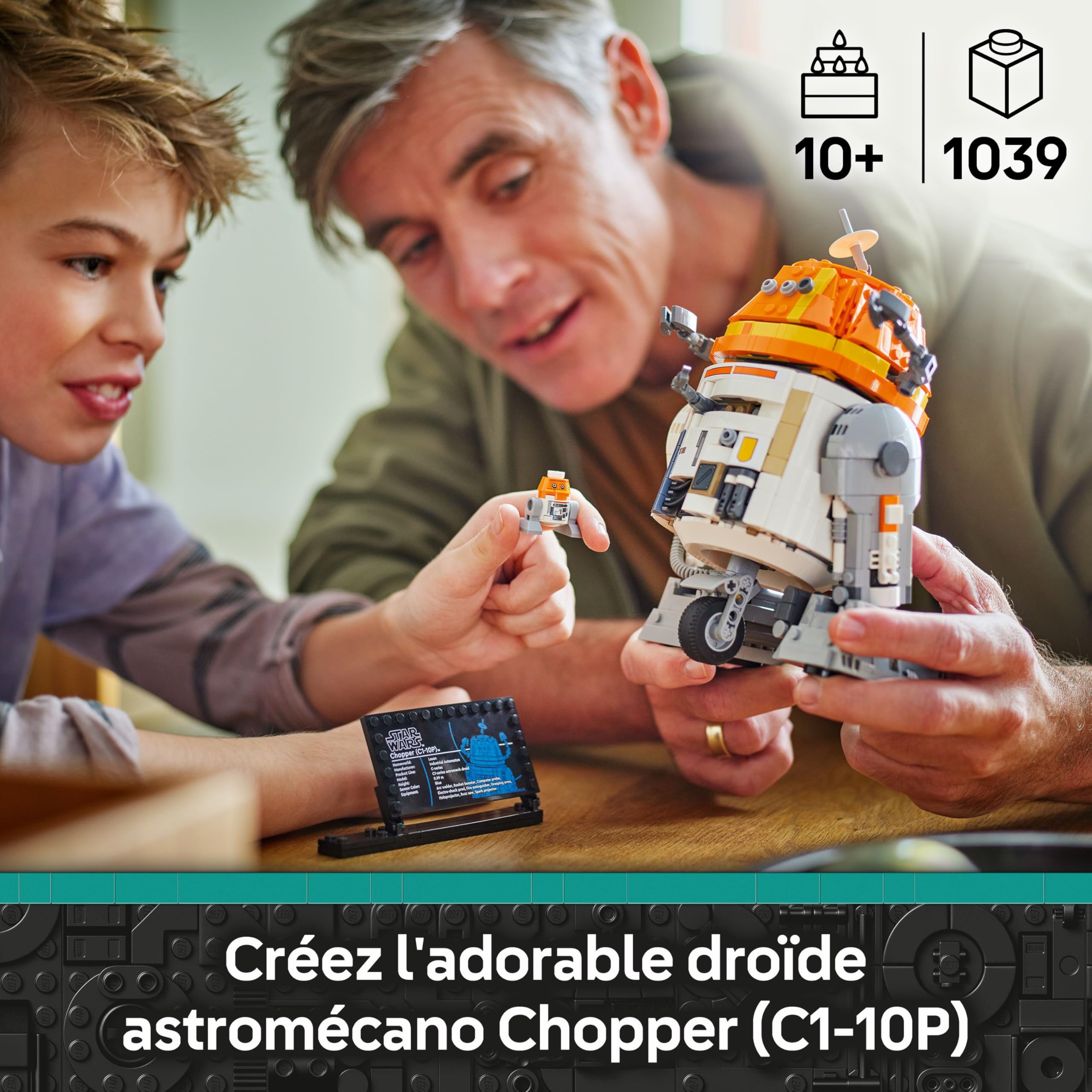 LEGO Star Wars : Ahsoka Le Droïde Astromécano Chopper (C1-10P) Jeu De Construction 10 Ans - Figurine avec Tête Pivotante, Bras Détachables & Roue Centrale - Cadeau Garçon, Fille & Fan De La Saga 75416