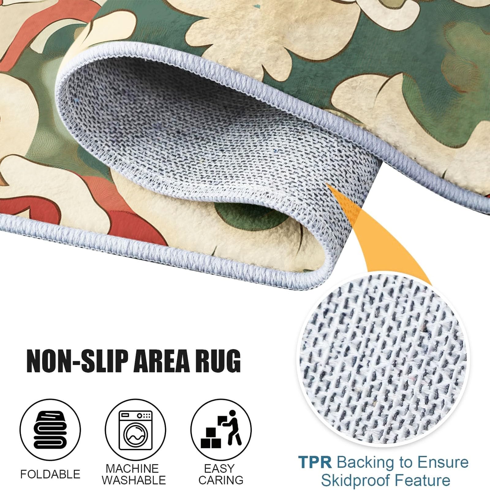 Générique Tapis Lavable en Machine 120 x 180 cm Chine Traditionnel Imprimé Tapis Poils Courts Anti-Poussière – Design Élégant et Antidérapant – Parfait pour Salon, Chambre et Couloir, Couleur