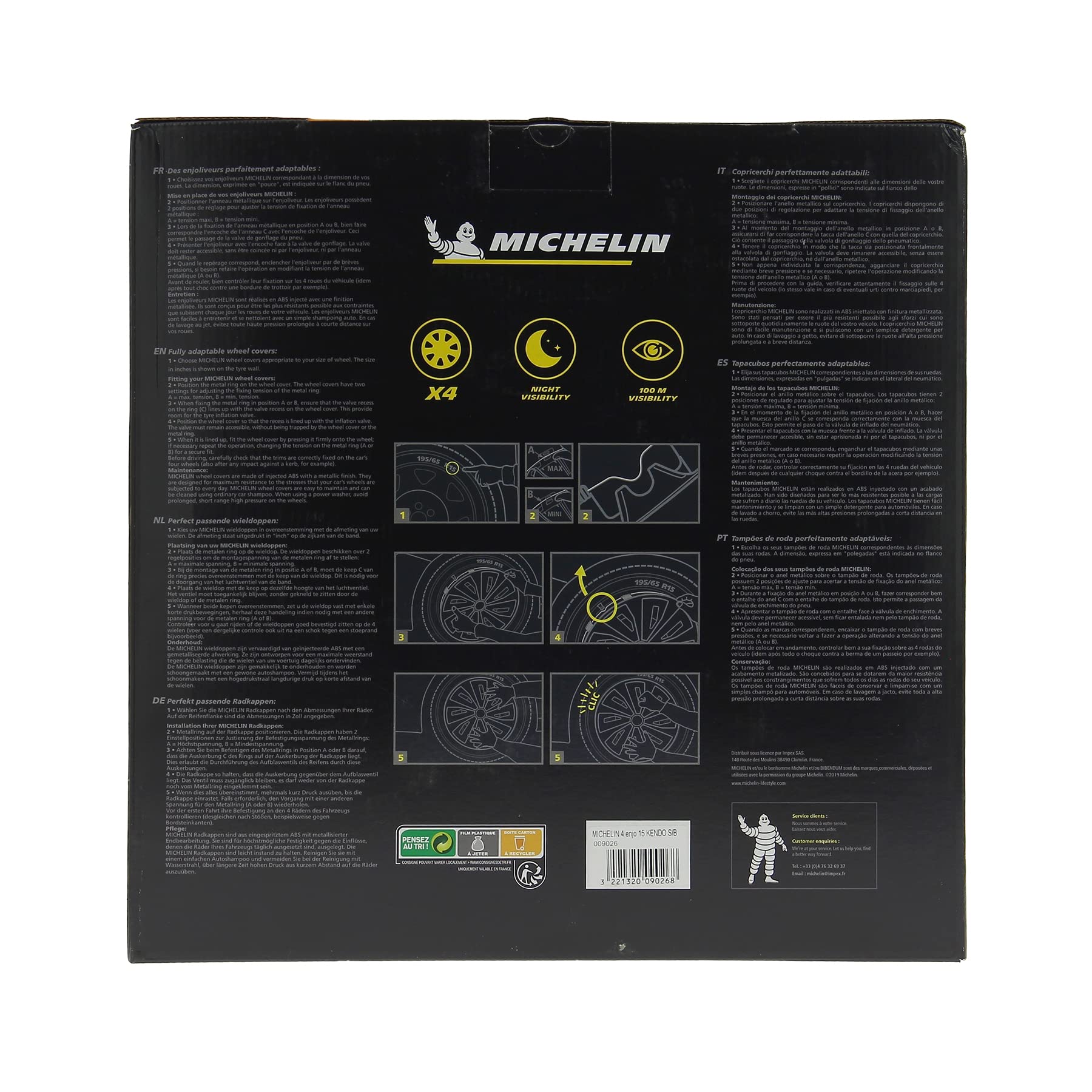 MICHELIN 4 kołpaki na koła NVS KENDO Black Silver 15"