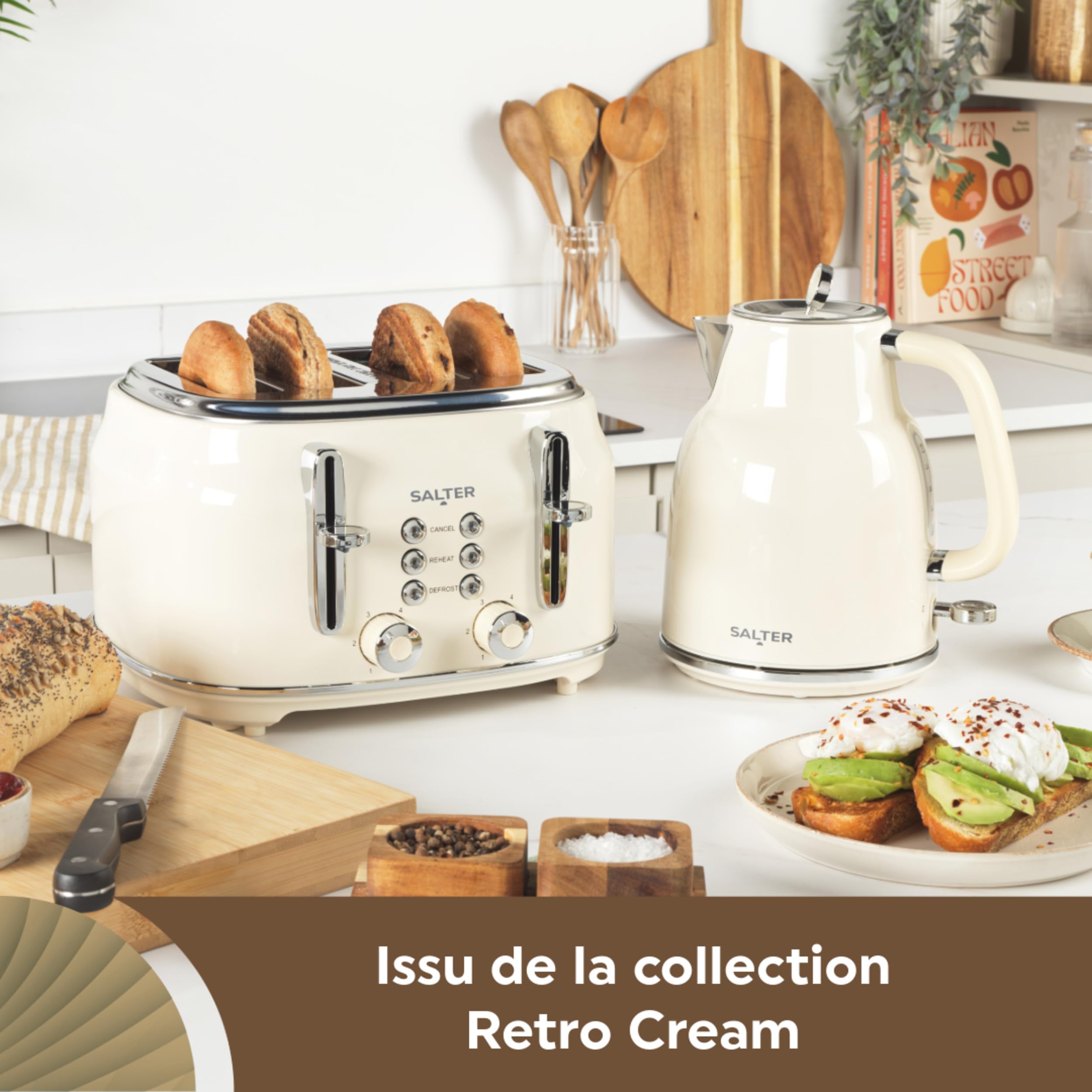 Salter Retro Bouilloire 1,7 L, 3 kW, crème