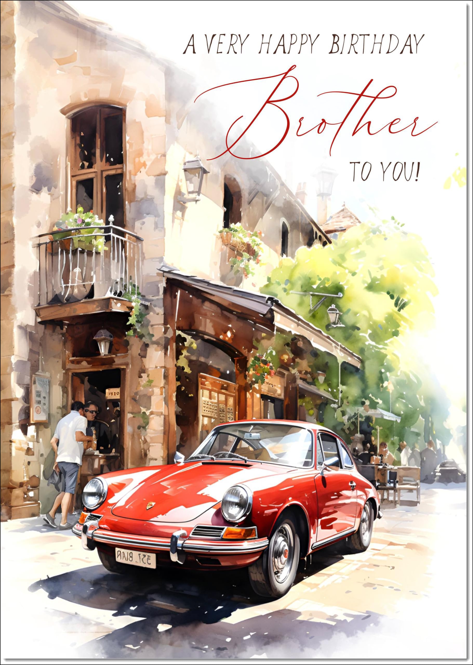 doodlecards Brother Birthday Card Vintage 911 Porsche Large A4 Size with Plain Envelope