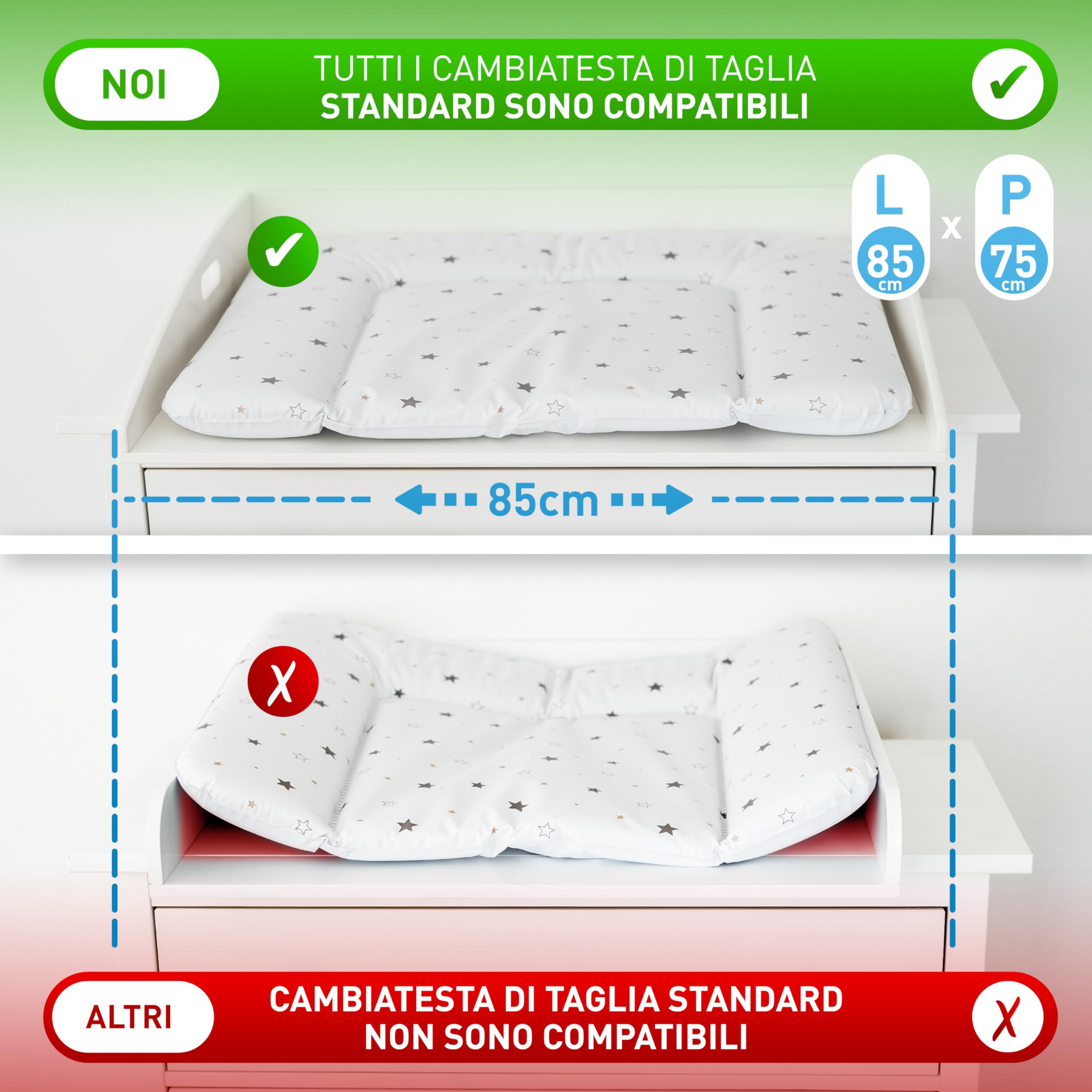 Fasciatoio Hemnes FLIPLINE HappyBaby Bianco 85x75x13 cm 2 Livelli di Sicurezza