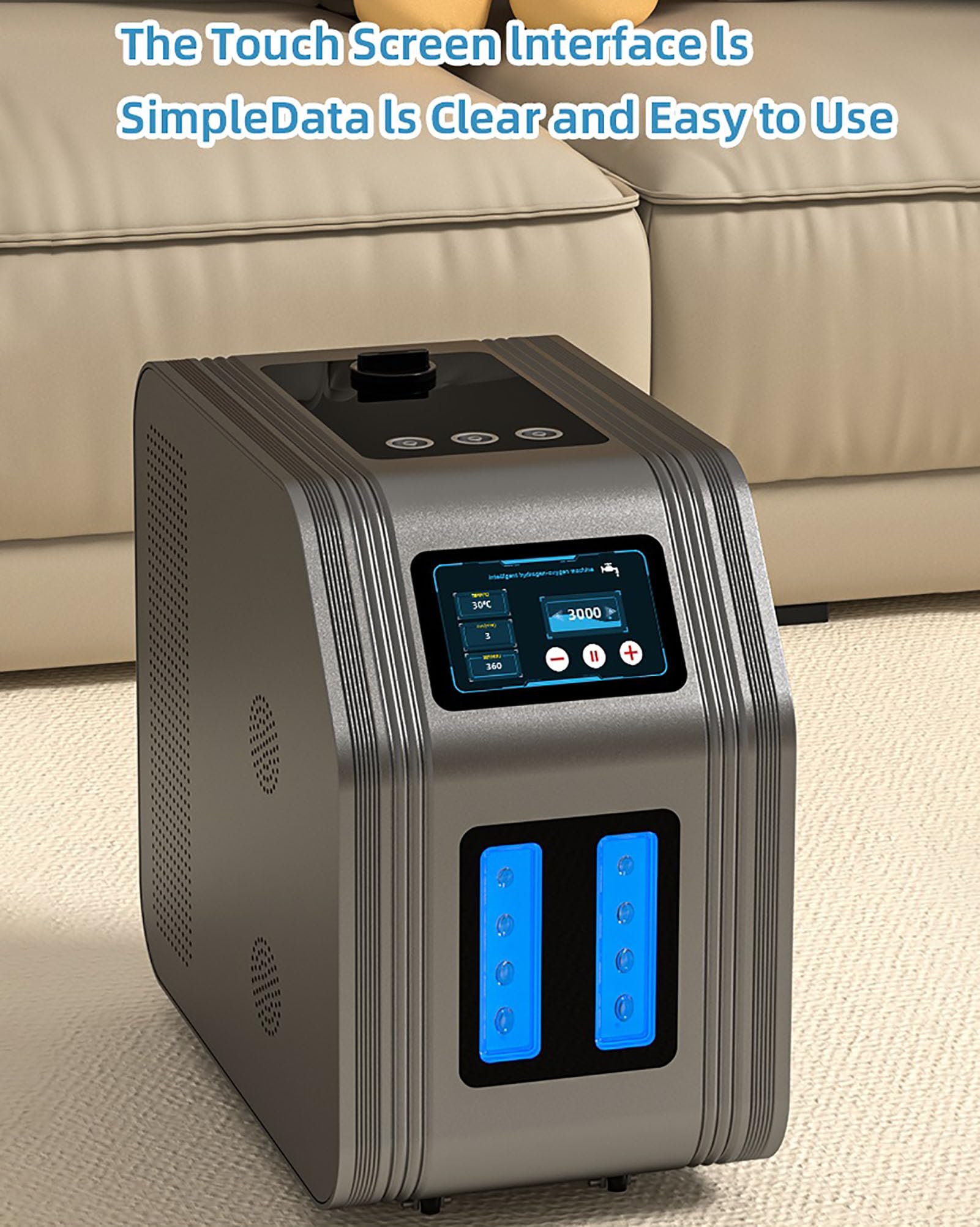 Urządzenie do inhalacji wodorem 900/1200/1800 ml/min Generator wodoru, cichy inhalator H2 SPE/PEM Elektroliza wody Jonizator do użytku domowego, 3 porty Black 1800ml/min
