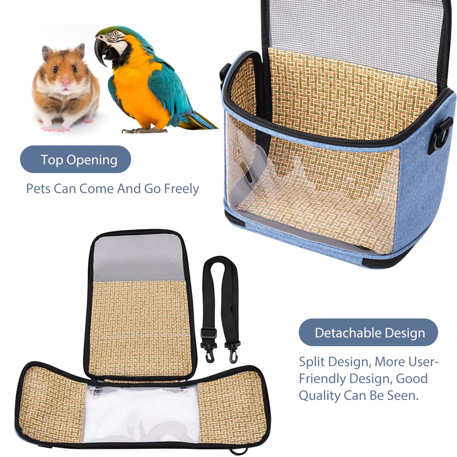 PETCUTE Trasportino per uccelli con Tracolla,Trasparente PVC Trasportino Portatile per Pappagalli per Uccelli da Compagnia,Borsa per il Trasporto di Uccelli con Cintura di sicurezza integrata