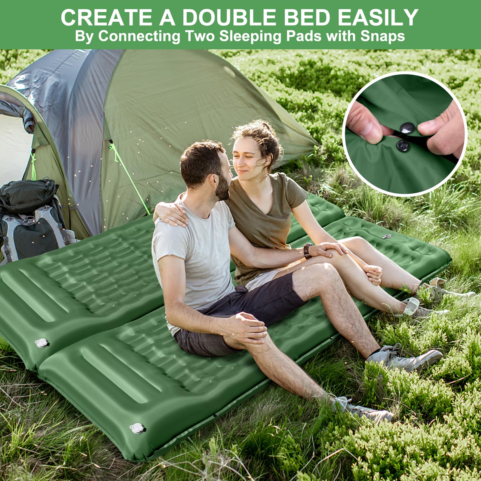 Tonfarb Materassino Campeggio con Pompa a Pedale, 12cm di Spessore Materassini Campeggio Gonfiabile con Cuscino, Impermeabile Ultraleggero Materassino per Backpacking, Viaggio, Campeggio, Spiaggia