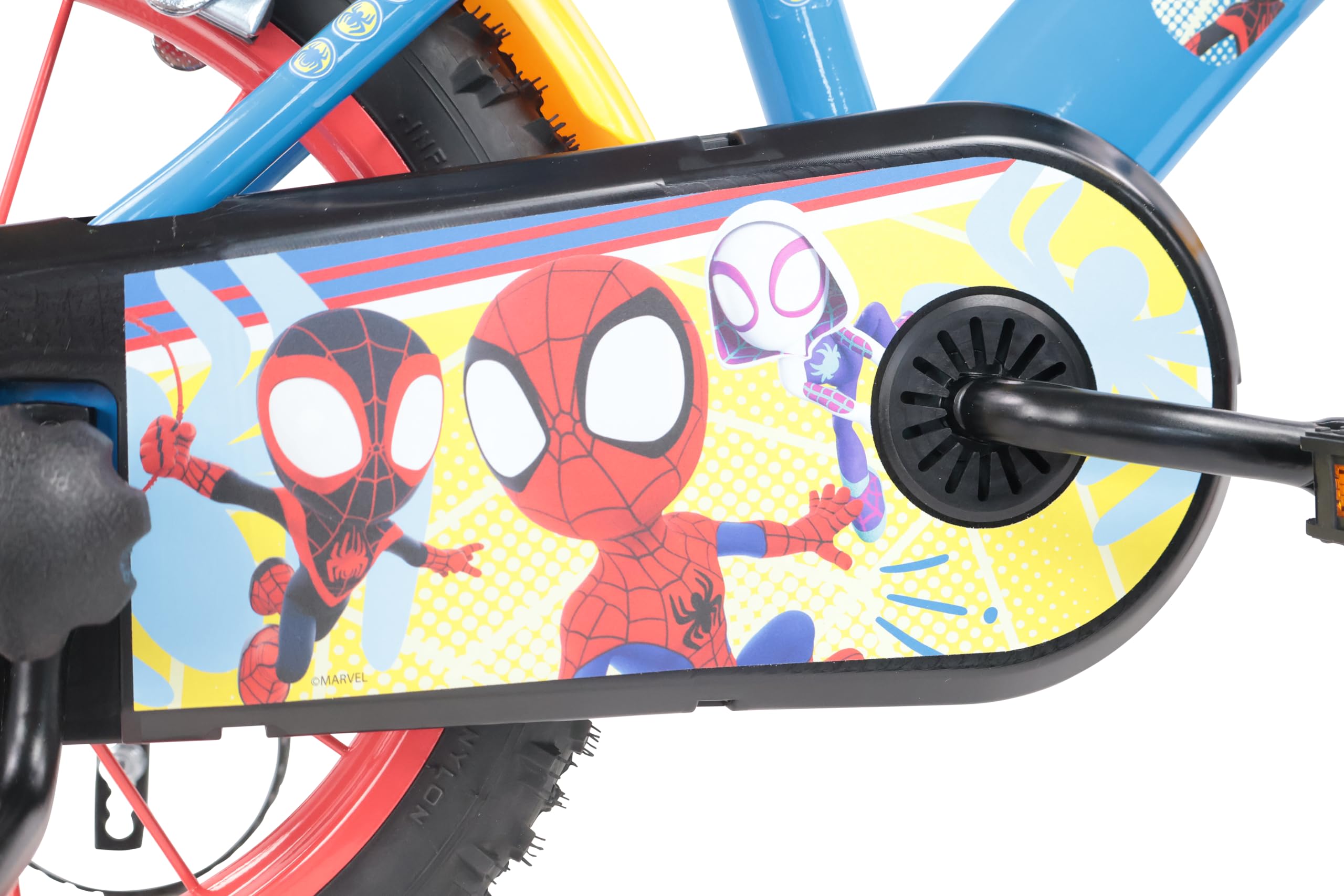 Denver Bike Bicicletta Bambino 16 Pollici Licensed Spidey, 4-6 Anni, Rotelle Removibili, Freni Caliper Anteriore/Posteriore, Telaio Acciaio, Ruote Gonfiabili, Borraccia e Scudo
