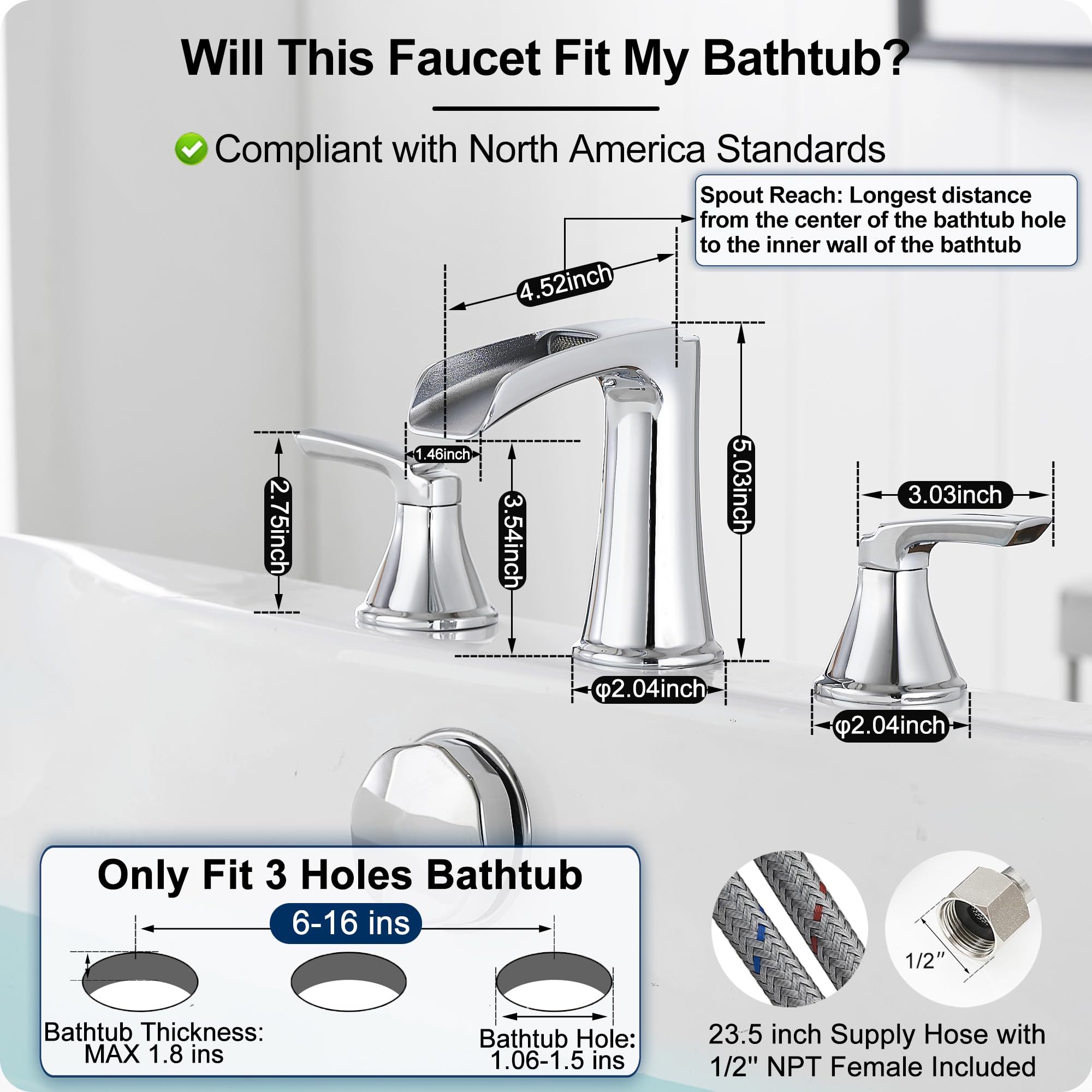 Jacuzzi Waterfall Roman Tub Faucet SUMERAIN Roman Tub Faucet Matte