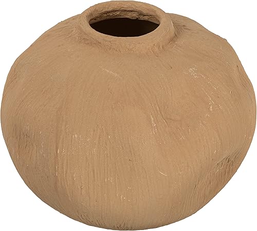 Creative Co-Op Jarrón de terracota con forma orgánica pellizcada, gris pardo texturizado