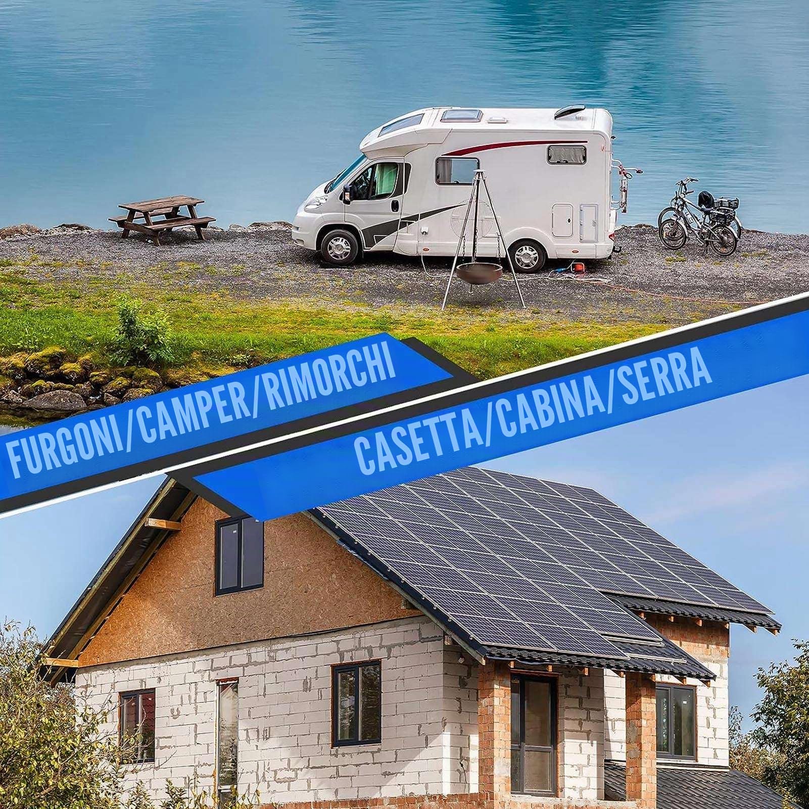 Kit di Pannello Solare 300W DC 12V 24V 50A IP67 Pannello Solare Ad Alta Prestazione Impermeabile e Controller di Carica Solare per Campeggio in Campeggio ABS 28x38 Cm