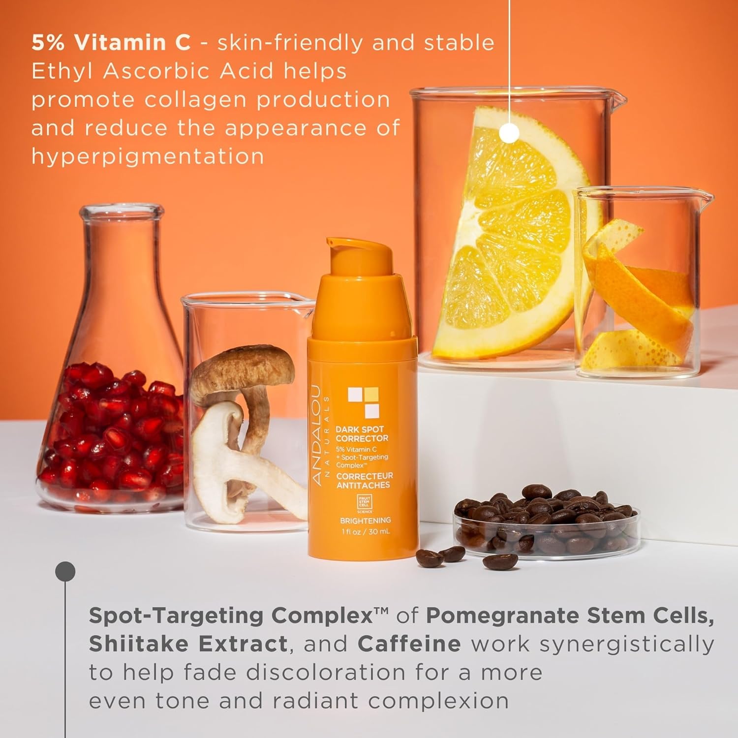 Andalou Naturals Dark Spot Corrector, Complexion Enhancing Face Serum with Vitamin C, May Help Hyperpigmentation, Reduce the Appearance of Acne Scars, Age Spots & UV Damage, 1 Oz - Image 5