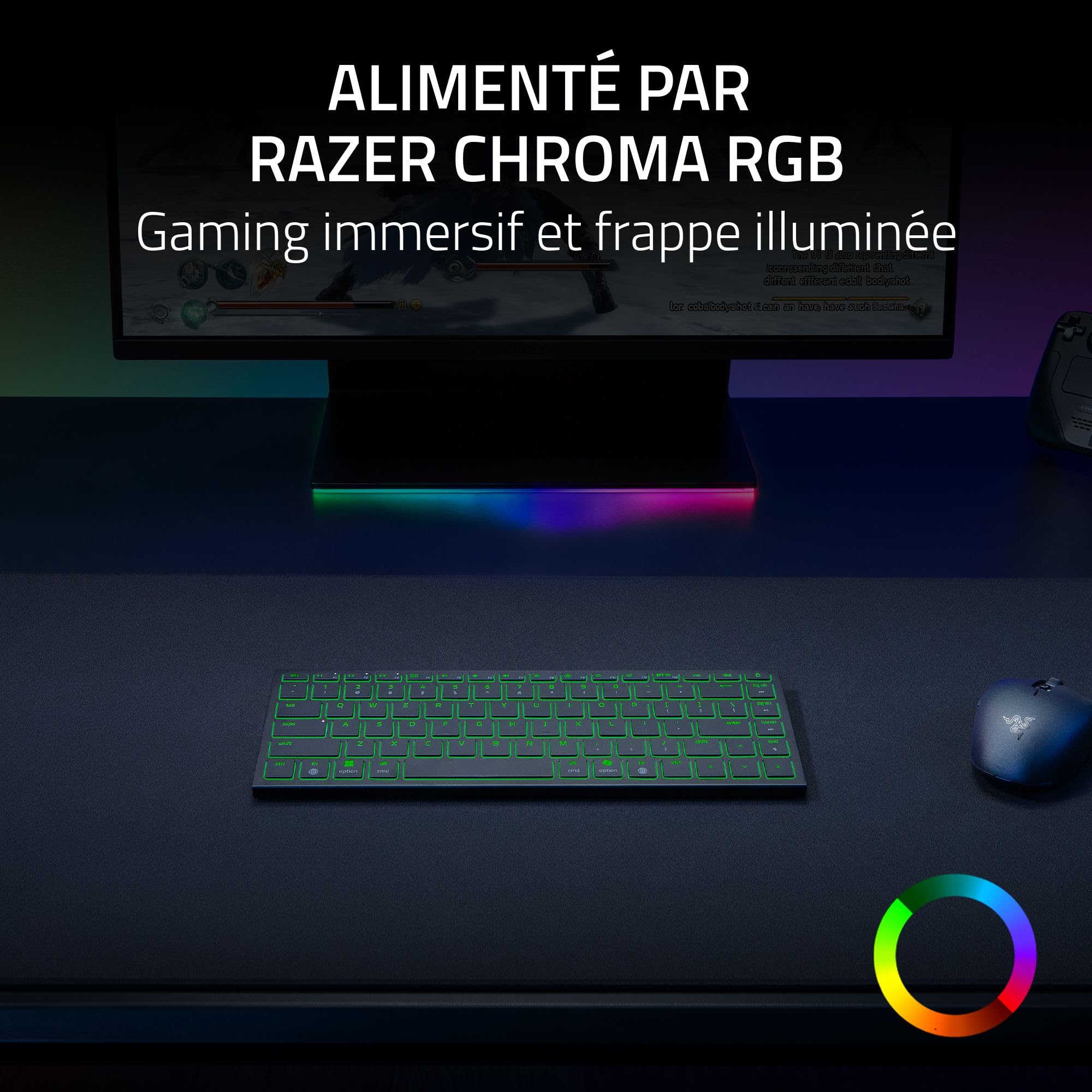 Razer Joro Portable Keyboard - Clavier sans Fil Rétroéclairé Compact - Bluetooth - WiFi - Low Profile - USB-C - Compatible Apple macOS & iOS - PC Windows - Clavier Francais AZERTY | Noir