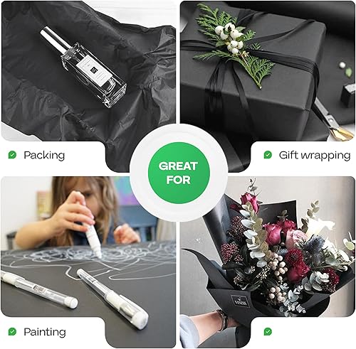 Miniatura 6 de IDL Packaging Rollo de papel kraft negro de 36 x 1200 pulgadas (100 pies) con cortador, papel de calidad fabricado en Estados Unidos, 50 libras de