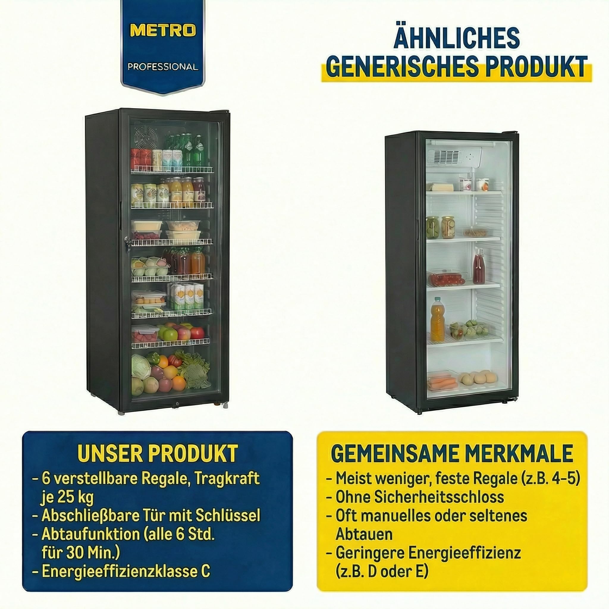 METRO Professional Getränkekühlschrank GSC4240B 237 L 110 W LED-Innenbeleuchtung schwarz
