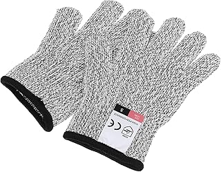 PATIKIL XS Größe Schnittfeste Handschuhe, 1 Paar Level 5 Schutz Anti-Schnitt-Handschuhe für Fleischschneiden Holzschnitzen, Grau