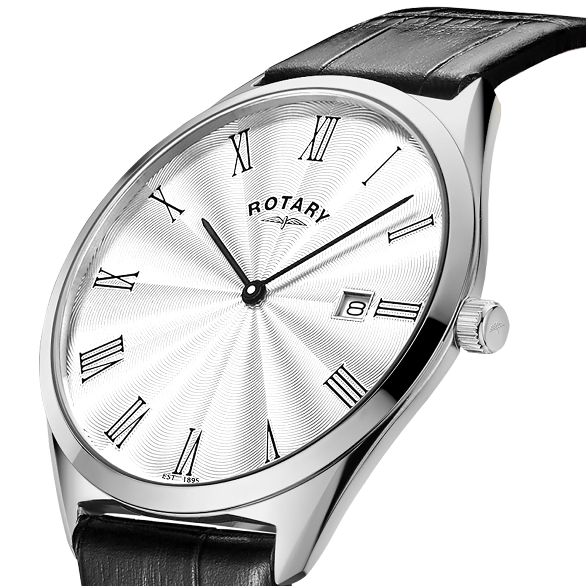 Rotary Herren Ultra Slim Quarzuhr mit Lederband