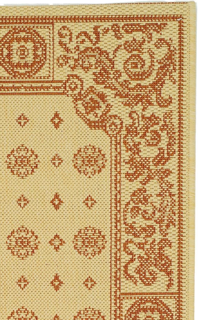 SAFAVIEH Washable Rug Outdoor Courtyard Collection - 2' x 3'7", Natural & Terracotta, Non-Shedding & Easy Cleaning, Ideal for Patio, Front Door, Entryway, Doormat (CY1356-3201)