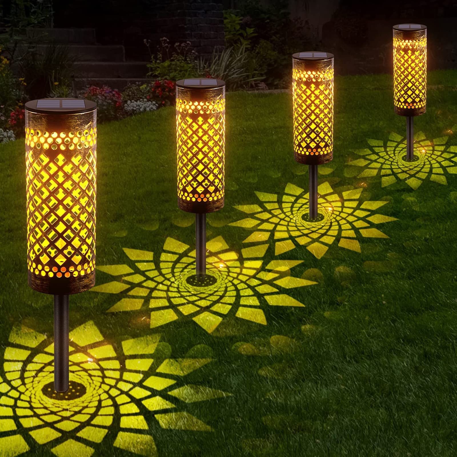 L Cloud Solar Lights Outdoor, 4 Pack Garden Lights Solar Powered LED Lights, Waterproof Solar Ornament Lights for Patio, Yard, Pathway Dusk to Dawn Auto On/Off