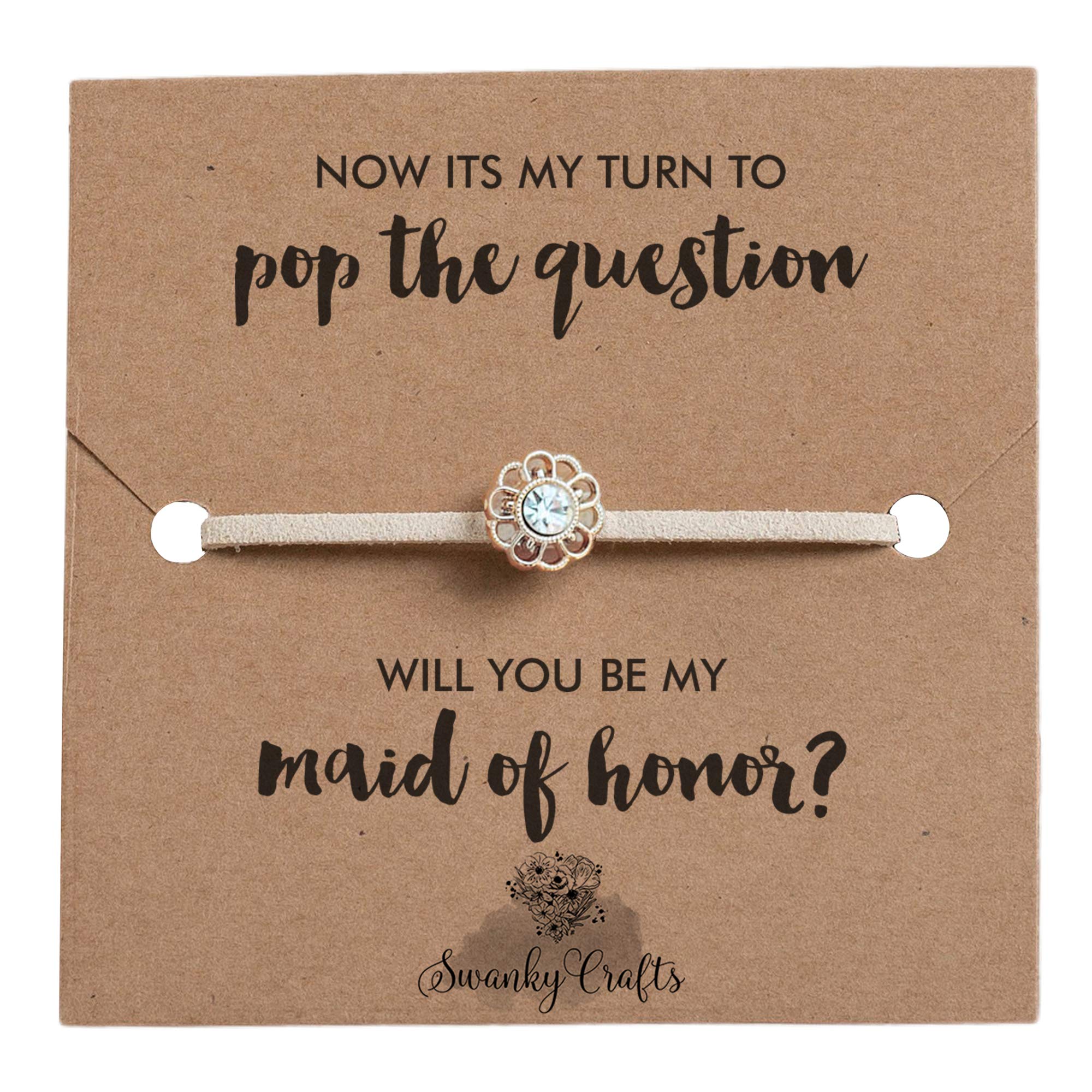 Bridesmaid Proposal Gifts From Bride - Adjustable Handmade Bracelet With A Simple Elegant Card, Will You Be My Bridesmaid, To Match Any Wedding Theme