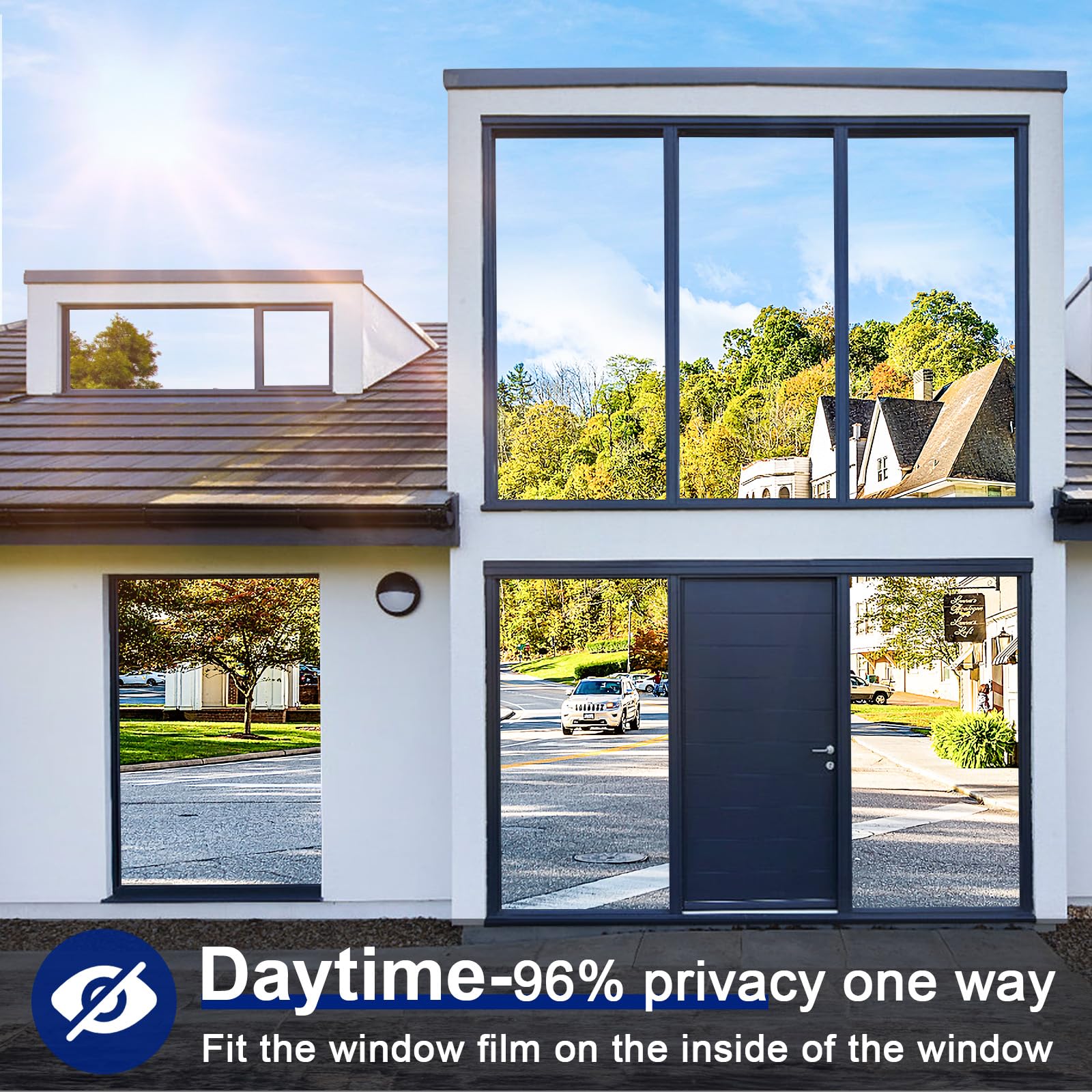 Beautysaid One Way Window Film Privacy Film for Glass Windows Heat Control Reflective Mirror Window Tint Film Home - Image 2