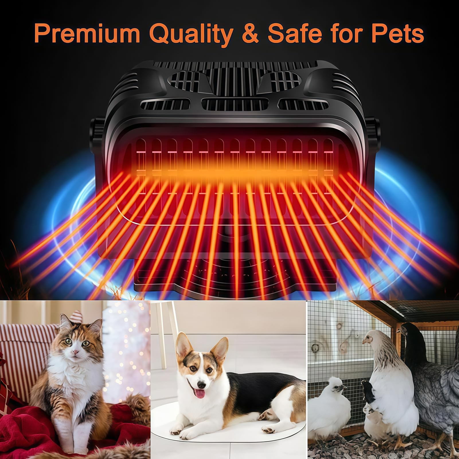 Unité de Chauffage Solaire Portable à Énergie Solaire pour Poulailler Serre Maison pour Animaux avec Protection Contre la Surchauffe pour Abri à Animaux Utilisation