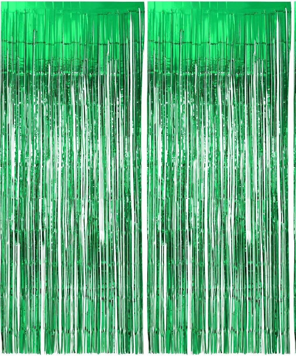 2 Pack Metallic Tinsel Curtains, Foil Fringe Shimmer