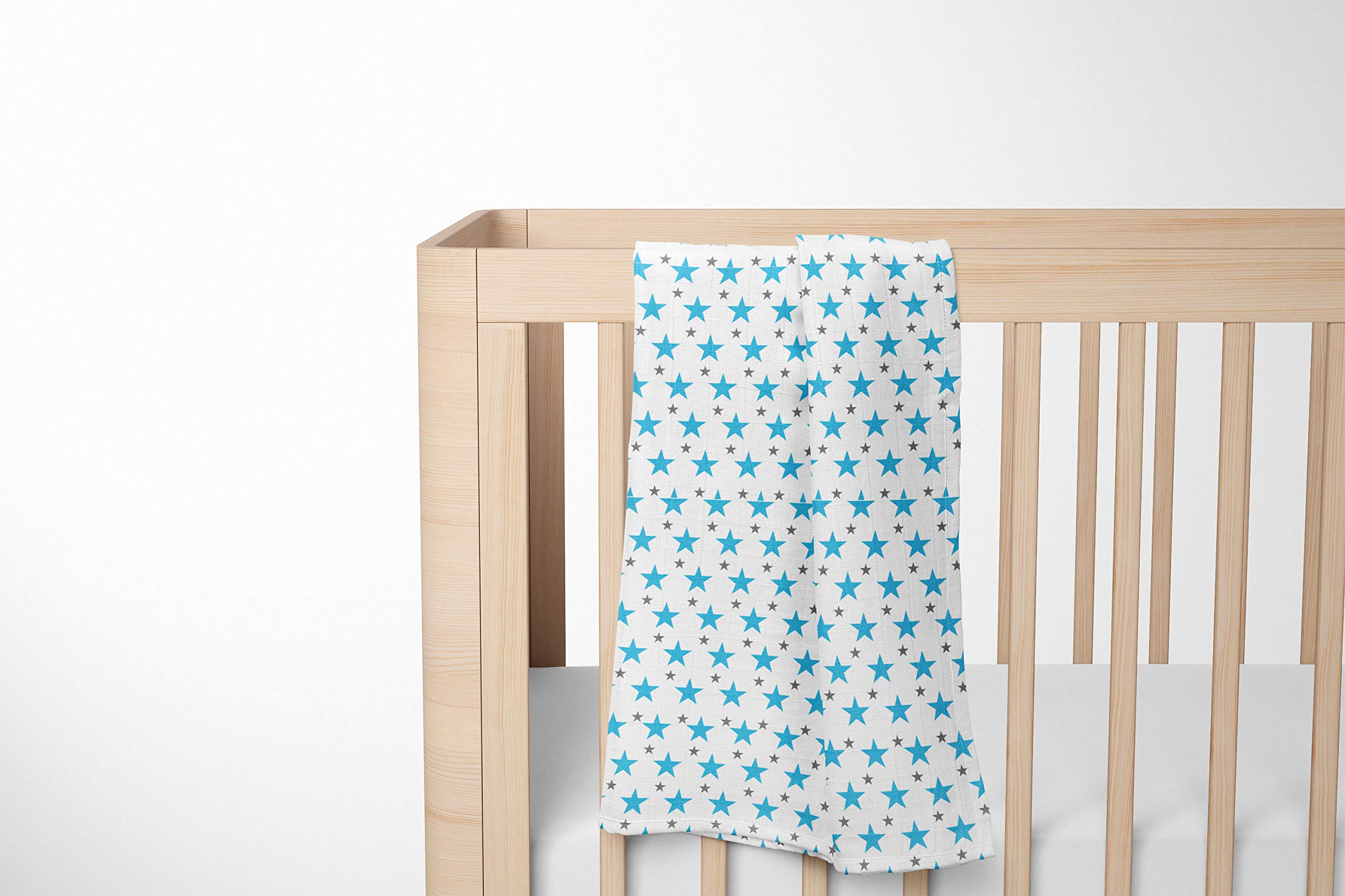 MOM'S HOME Cotton Anchor, Dot, Star Organic Super Soft Baby Muslin Swaddle (Multicolour, 100x100 cm) - Pack of 3 1