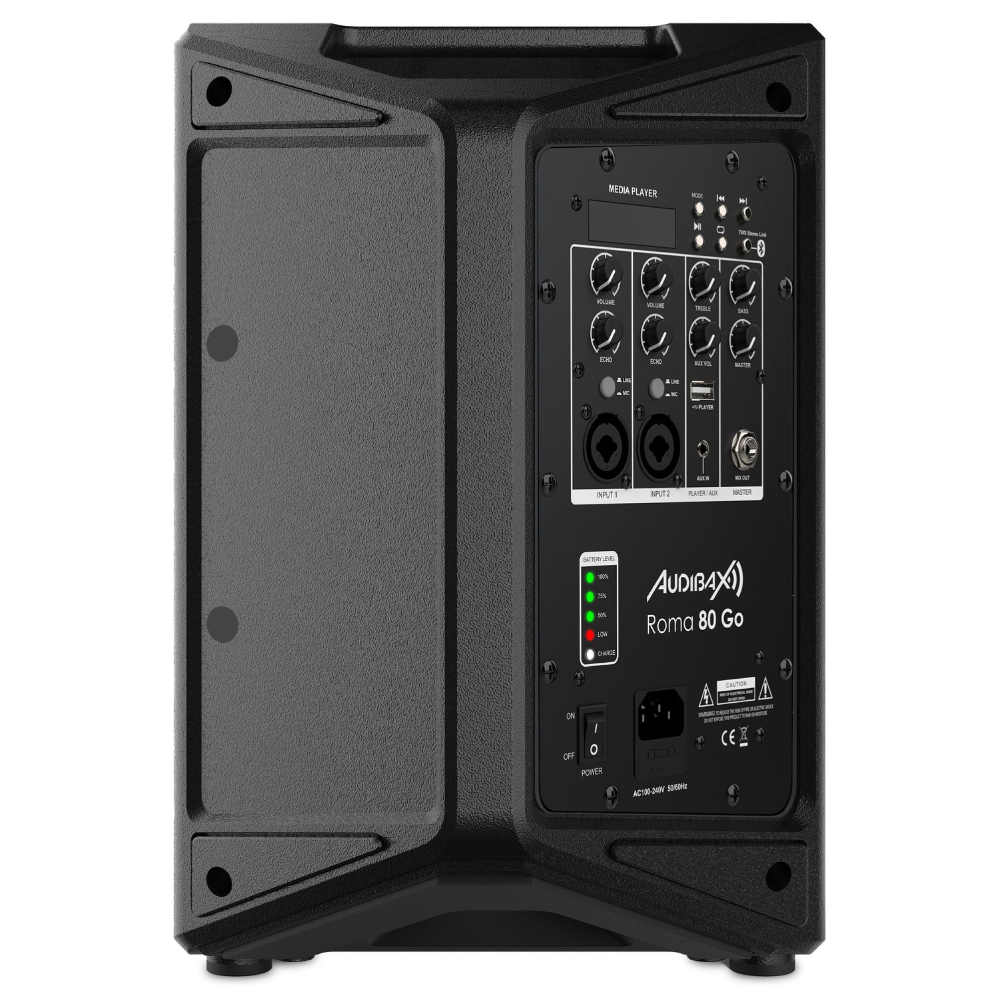 Audibax Roma 80 Go Sistema PA Portátil Bluetooth con Batería Recargable 6.5