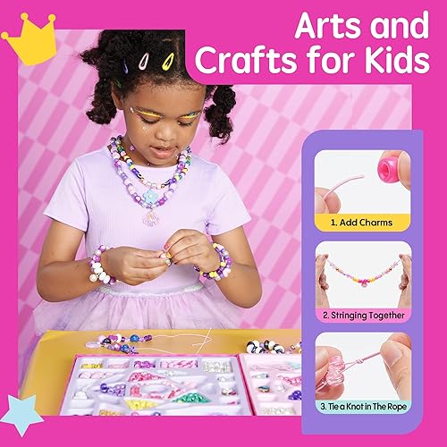 Miniatura 6 de Kit de fabricación de pulseras con dijes para niños, kit de fabricación de joyas, regalos para niños de 6 a 12 años, regalo de cumpleaños, juguetes