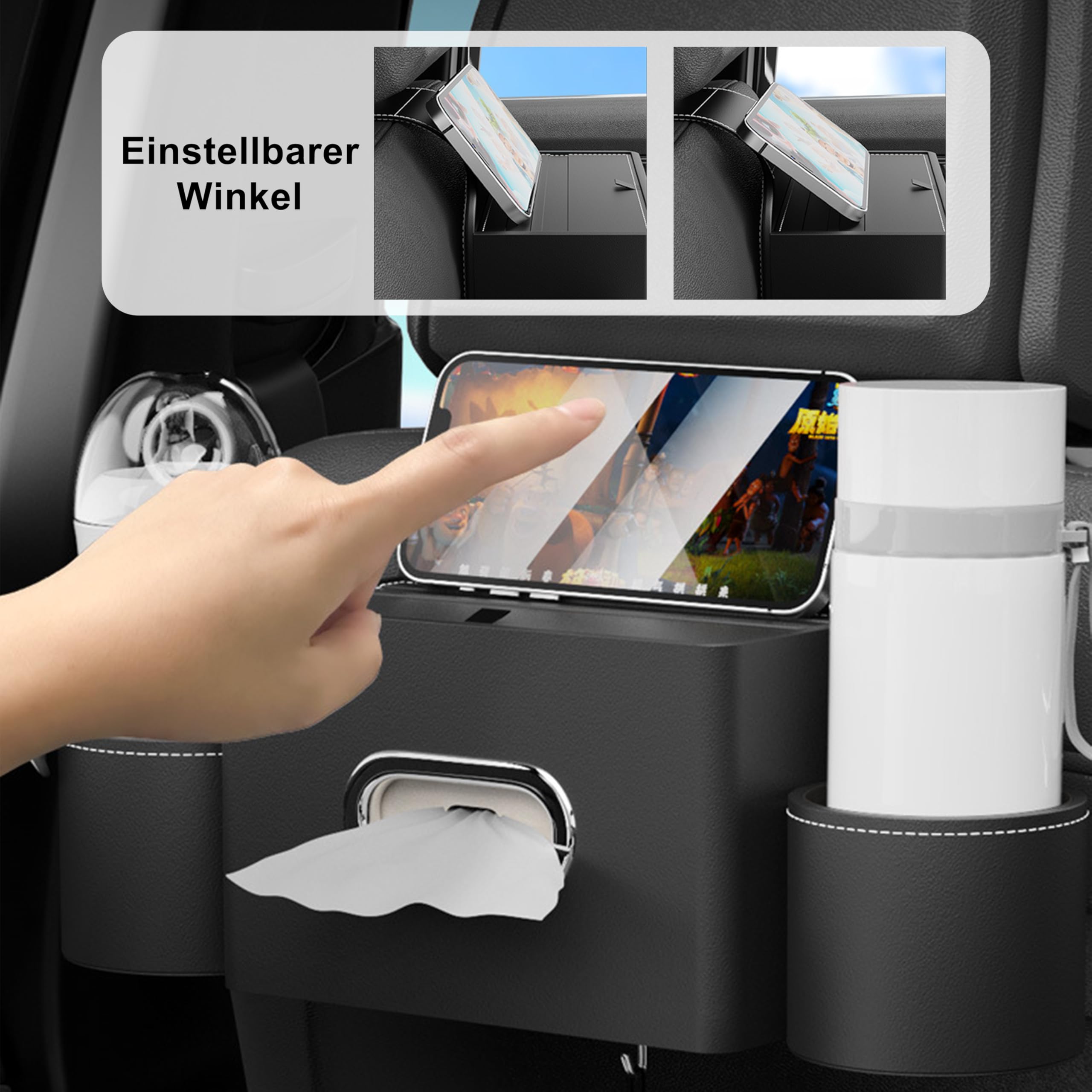 Nuovo organizer per auto per sedile posteriore, organizer multifunzione con portabevande, supporto in tessuto, gancio per poggiatesta per bambini e adulti, accessori da viaggio con supporto
