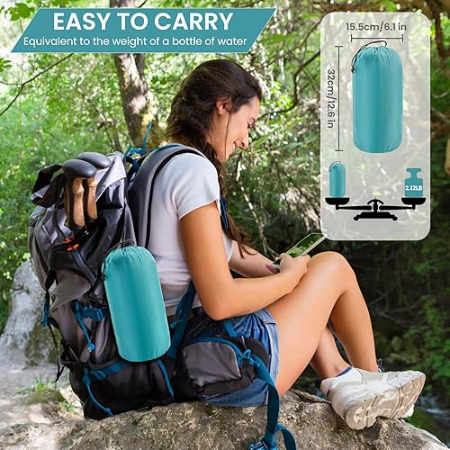 Miniatura 5 de Colchón autoinflable para acampar en tienda cama de camping inflable con bomba de pie incorporada para mochileros - 3 pulgadas extra gruesa cama de