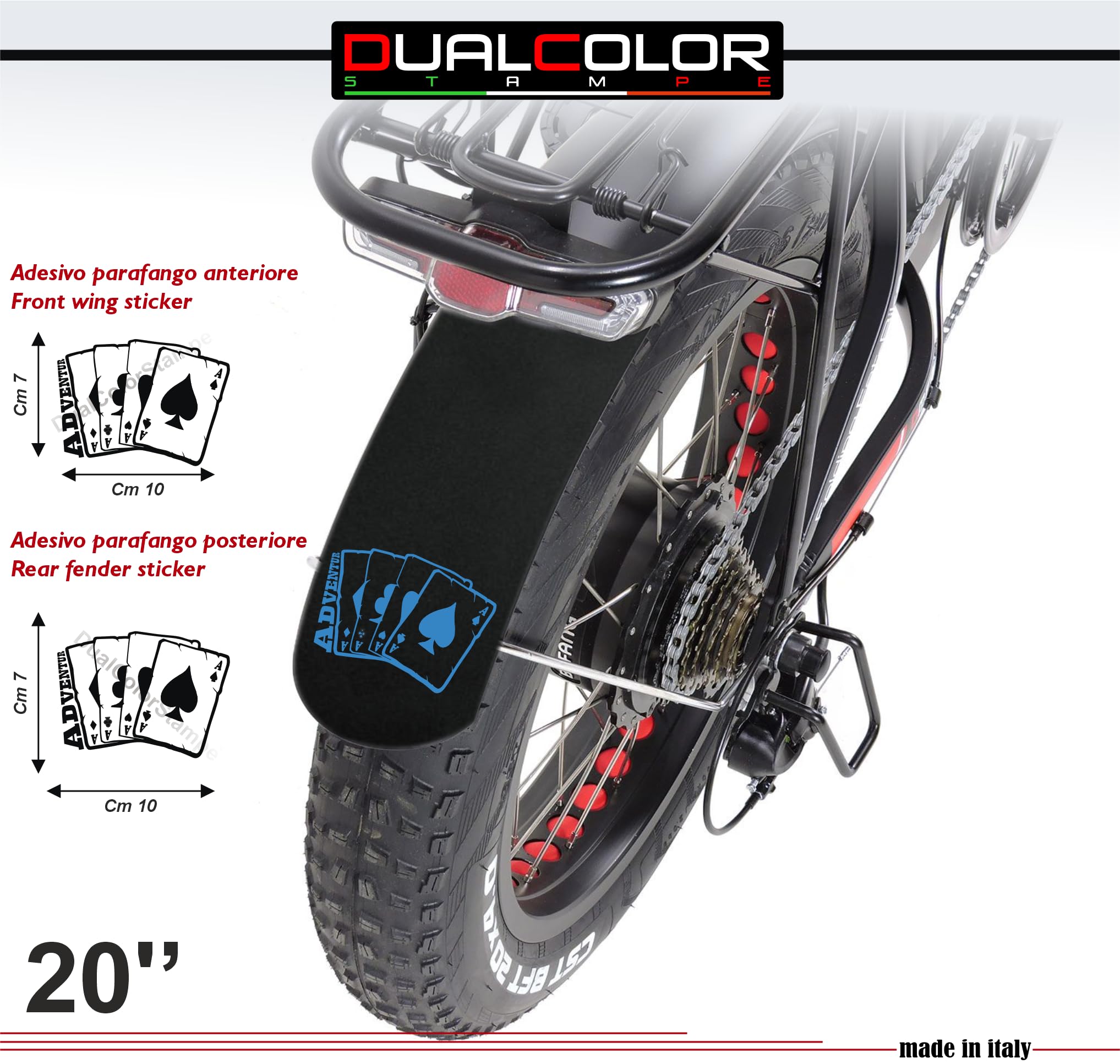 ADVENTUR B0101 Schutzblech für Fahrrad, 20 Zoll (20 Zoll), Zubehör für Fat Bike MTB Stickers Kotflügel vorne und hinten ADVENTUR - B0101 (Blau 53)