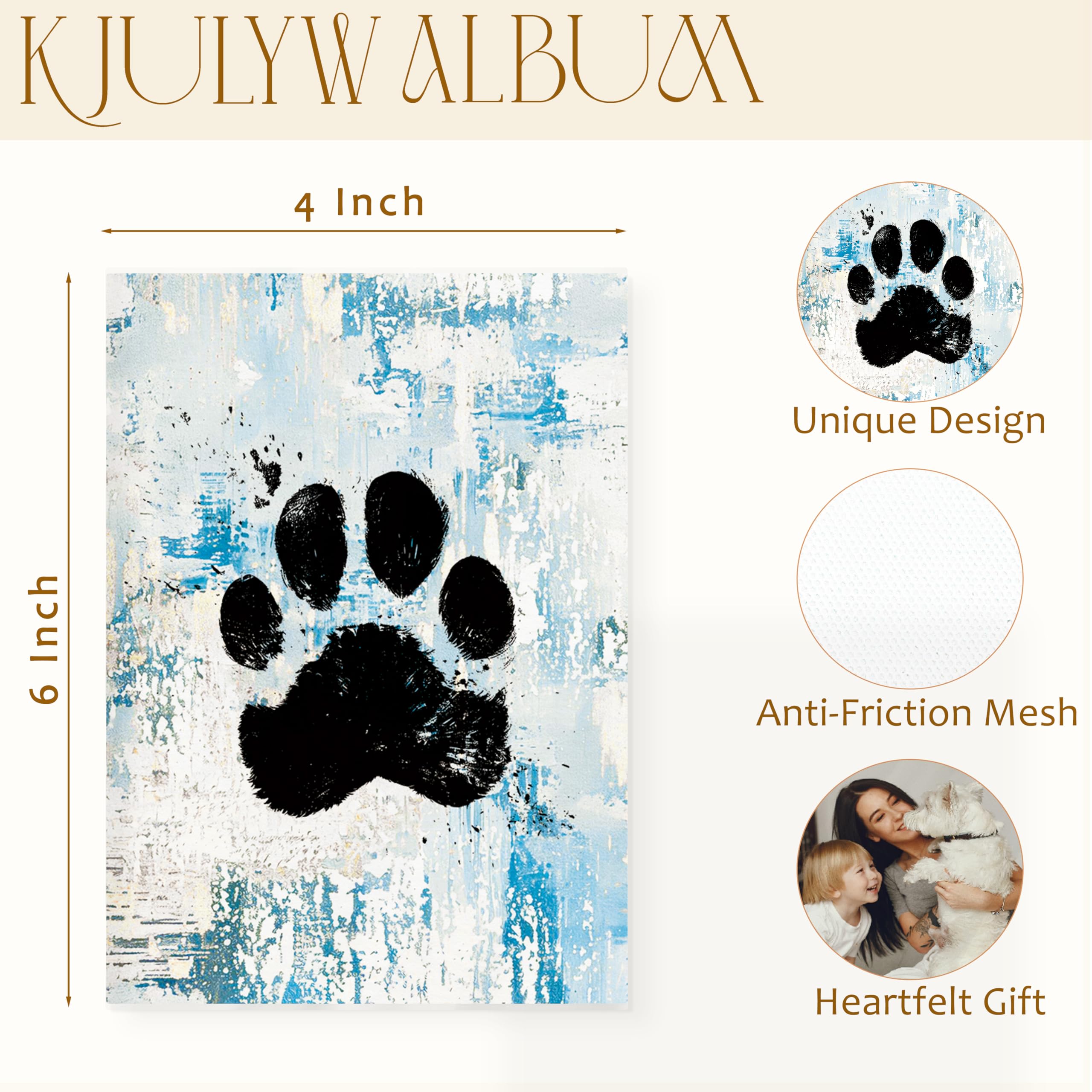 Álbum de fotos de perro de 4 x 6 pulgadas, regalos para amantes de los perros, diseño abstracto azul, pequeño álbum de fotos para 18 bolsillos, con capacidad para 36 fotos, álbum de fotos para