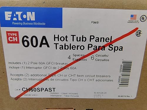Eaton CH60SPAST CH Series Panel de spa monofásico de 60 amperios