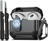 Vista 61 de RFUNGUANGO Funda para AirPod de 2ª generación con kit de limpieza, armadura protectora de carcasa dura militar con bloqueo para funda de carga