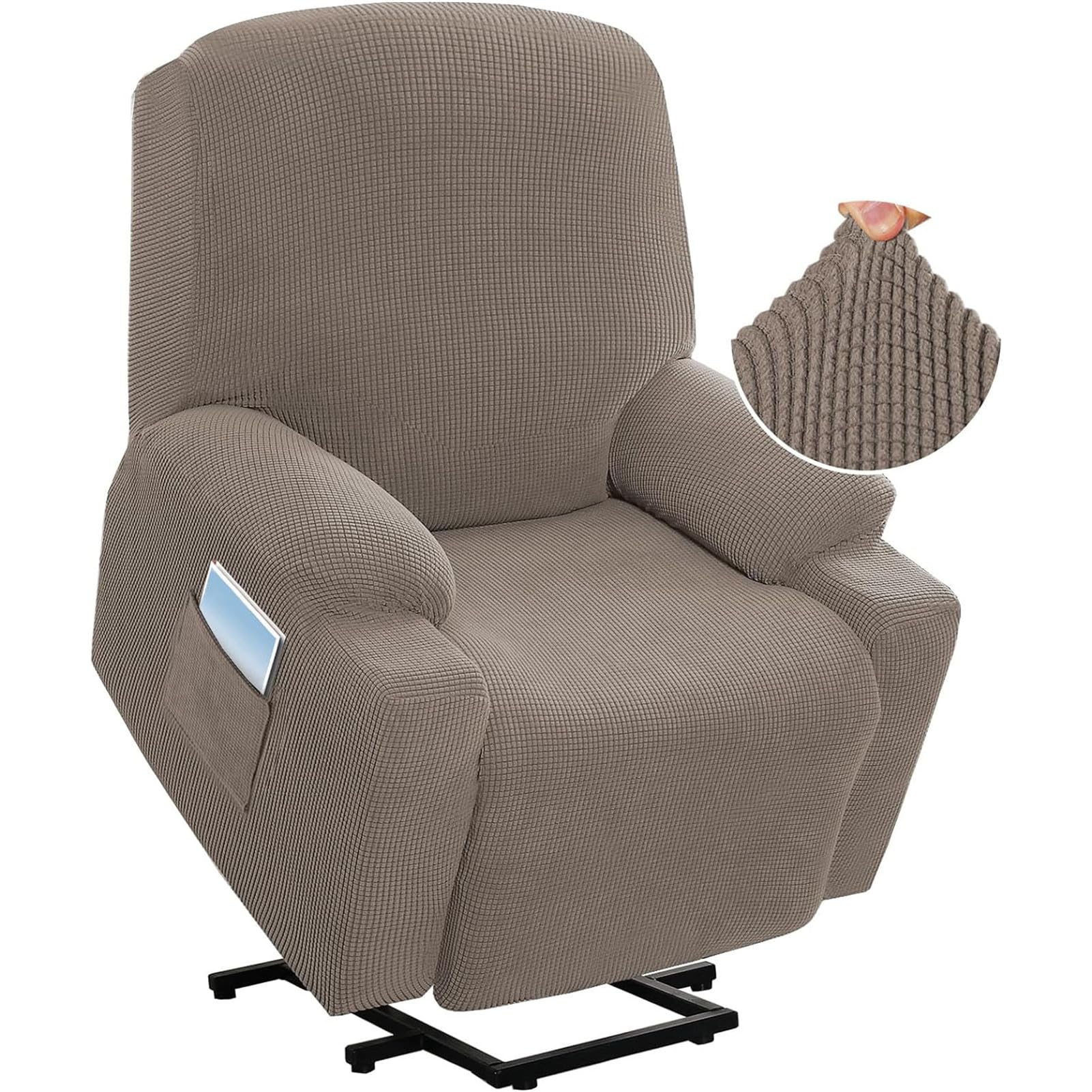 Gyhh Taupe 1 Piece Reclining Chair Covers Stretch Armchair Covers Spandex Fabric Recliner Sofa Slipcover Sofa Cover For Electric Large Power Lift Recliner Chair Slipcover (Taupe)