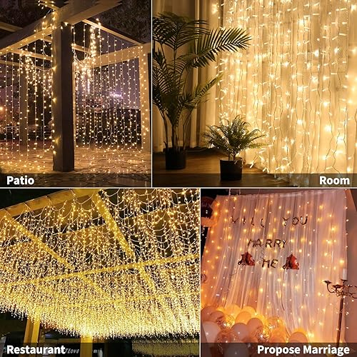 Miniatura 9 de Cortina de luces para ventana, con intensidad regulable, control remoto, varios modos de iluminación, guías de luces con temporizador para