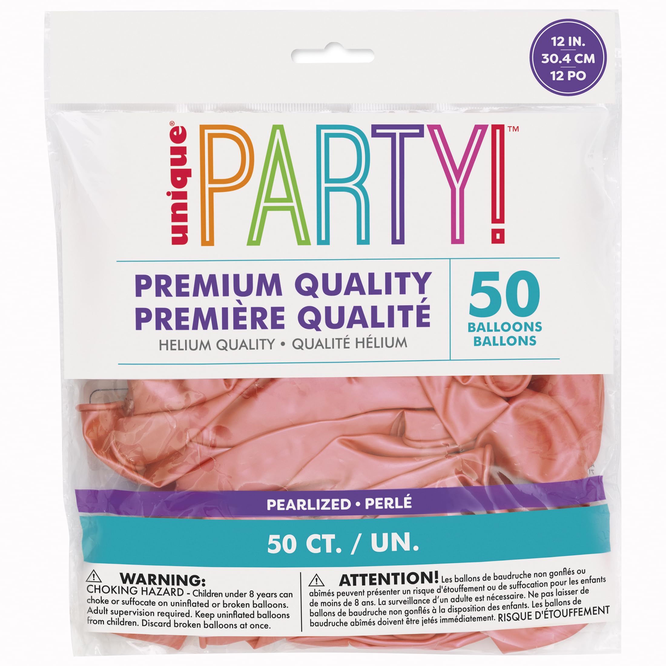 Unique 14710 - Pearlized Latex Balloons - 30 cm - Rose Gold Colour - 50 Count (Pack of 1) - Image 2