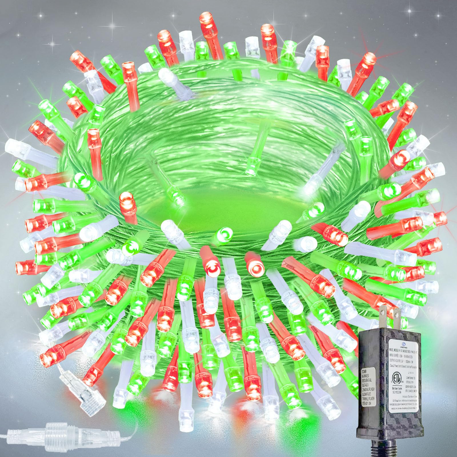 200 LED Connectable String Lights, 66FT Christmas Lights Outdoor Indoor
