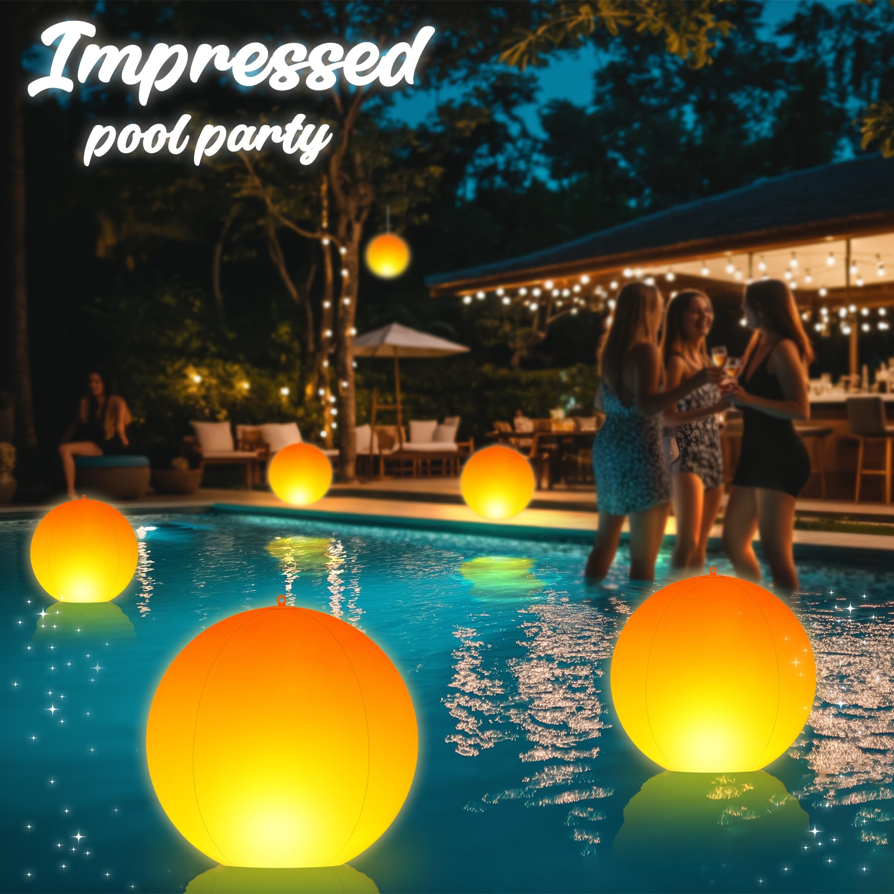 DeeprBling Luci Galleggianti per Piscina a Fiamma, Palle Luminose per Piscina ad Energia Solare, IP68 Impermeabili Luci Piscina Galleggianti, Ø35cm Gonfiabili Sfere Luminose da Giardino Solari-2 Pezzi