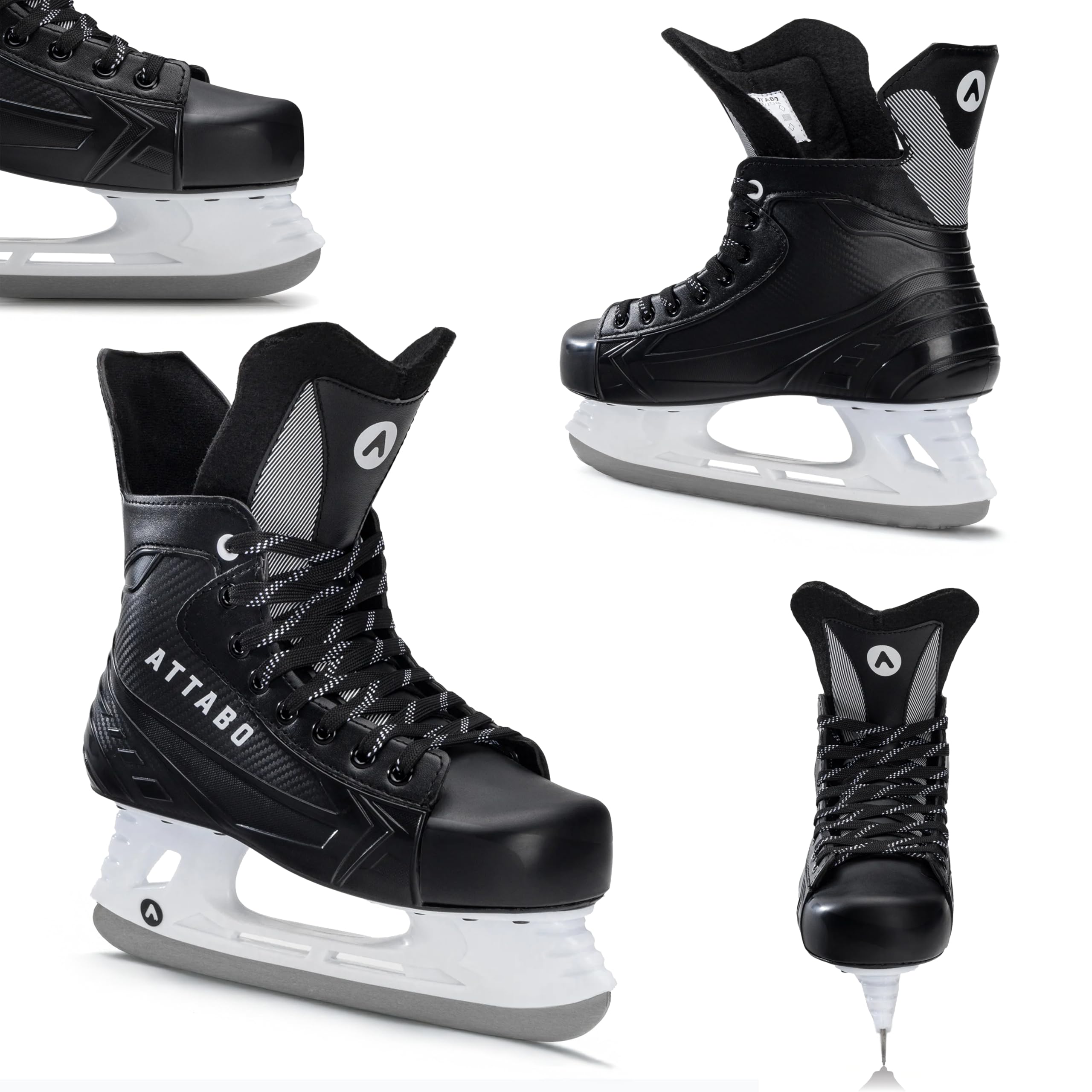 ATTABO Patin à Glace Hockey Hommes Taille 41-46 EU Lame Acier Inoxydable Confortable